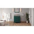 Jeffrey Alexander 30In. Forest Green Katara Vanity, Boulder Cultured Marble Vanity Top, Undermount Rectangle Bowl VKITKAT30GNBOR